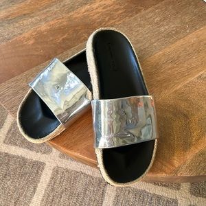 Alexander Wang Metallic Espadrille Slide Sandal. Size 38.